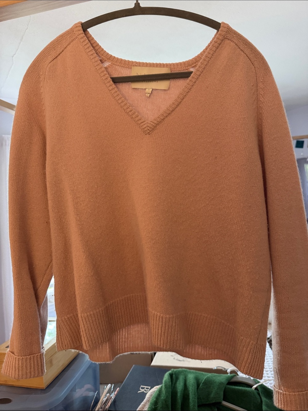 NakedCashmere Women's V-Neck Sweater in Warm Peach